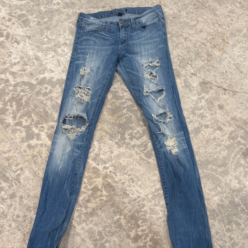 Flying Monkey Distressed Skinny Jeans in Blue